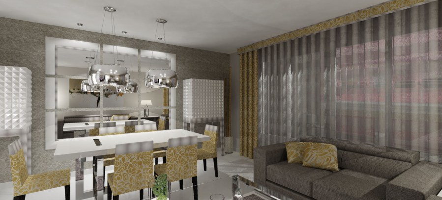 Cortina con dobles y galería tapizada - Villalba Interiorismo