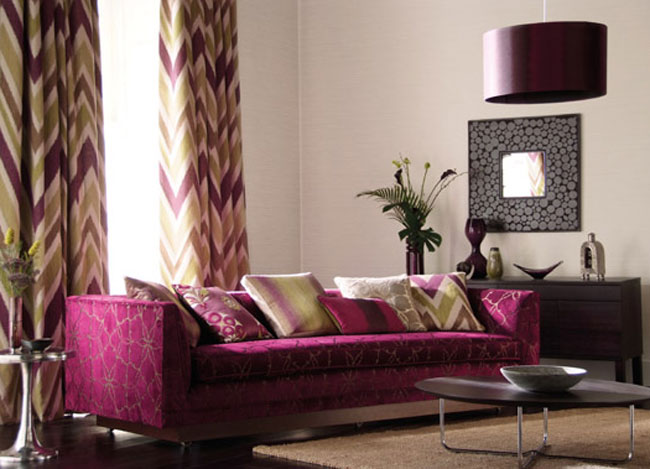 Cortinas estampadas en salón - Villalba Interiorismo - Villalba Interiorismo