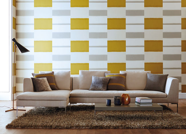 Papel pintado en amarillo - Villalba Interiorismo