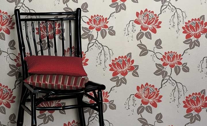 Papel estampado de flores - Villalba Interiorismo
