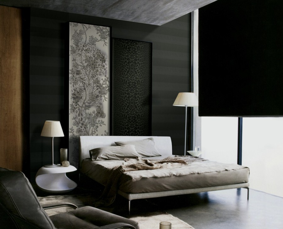 Habitación en blanco, gris y negro -. Villalba Interiorismo