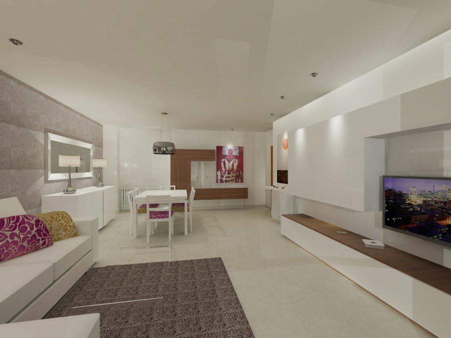 Imagen salón en 3D - Villalba Interiorismo