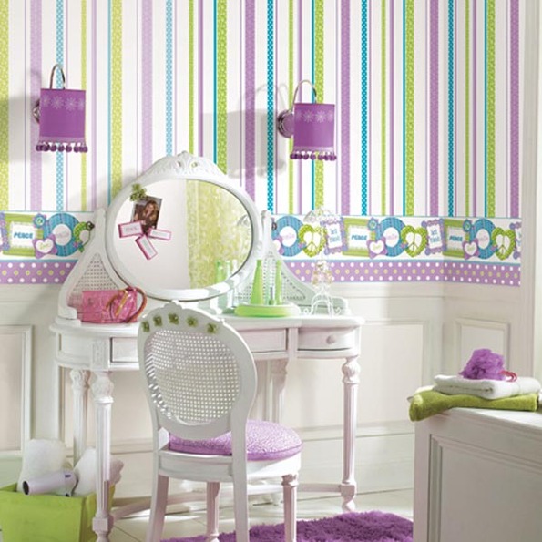 Papel pintado a  rayas juvenil - Villalba Interiorismo