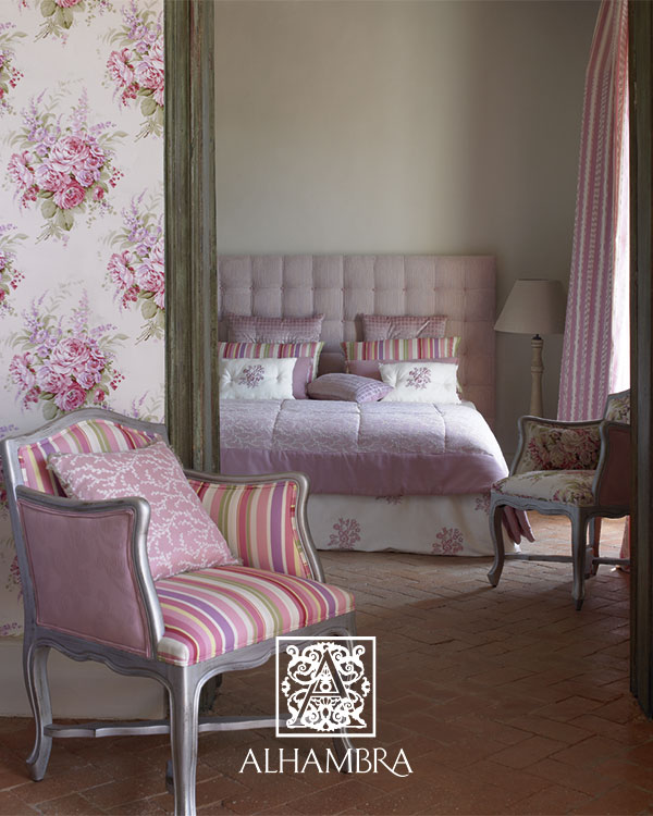 Dormitorio  romántico con flores - Villalba Interiorismo