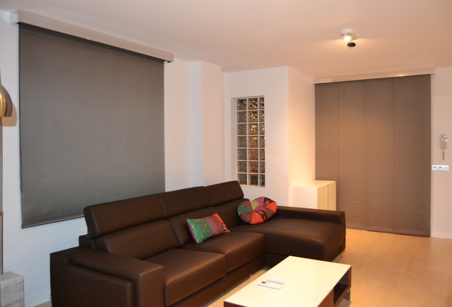 Salón con panel japonés y enrollable - Villalba Interiorismo