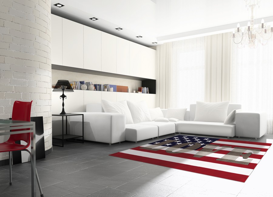 Salón con alfombra de color - Villalba Interiorismo