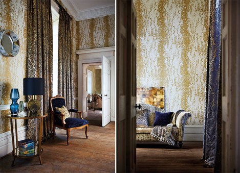 Decoración en azul y dorado - Villalba Interiorismo