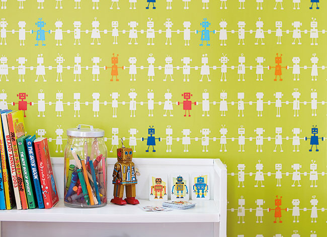 Papel pintado robots para niños - Villalba Interiorismo
