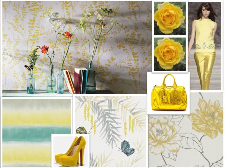 Papeles pintados en amarillo - Villalba Interiorismo
