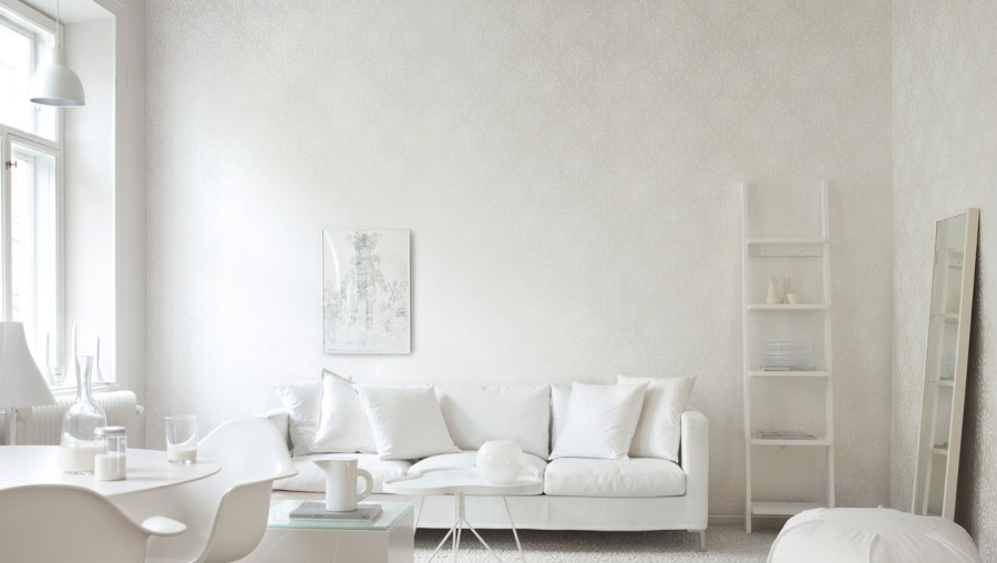 Papel pintado en blanco - Villalba Interiorismo