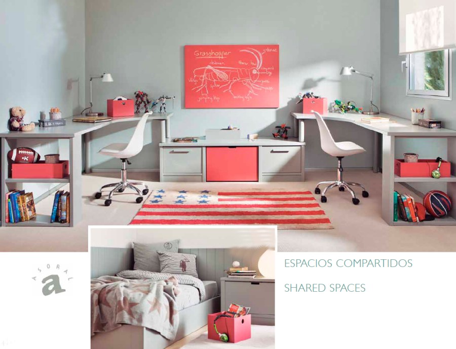 Zona de estudio habitación chicos - Villalba Interiorismo