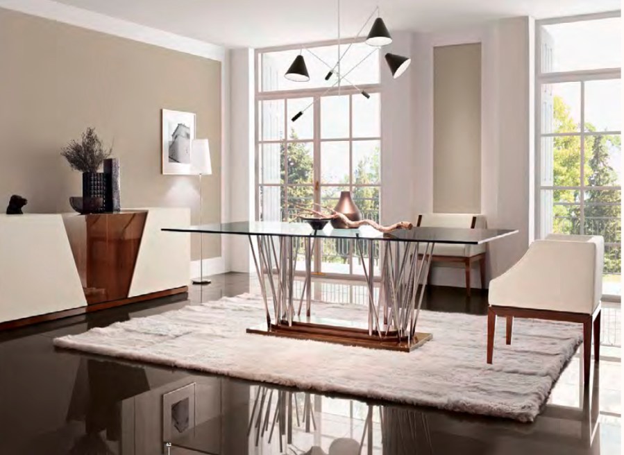 Mesa comedor de cristal moderna - Villalba Interiorismo