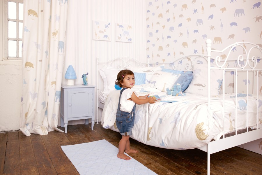 Papel pintado y telas coordinado habitación niños - Villaba Interiorismo