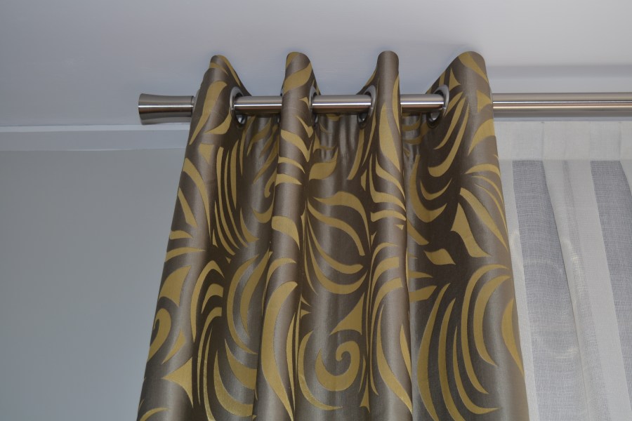 Doble cortina con ollaos - Villalba Interiorismo