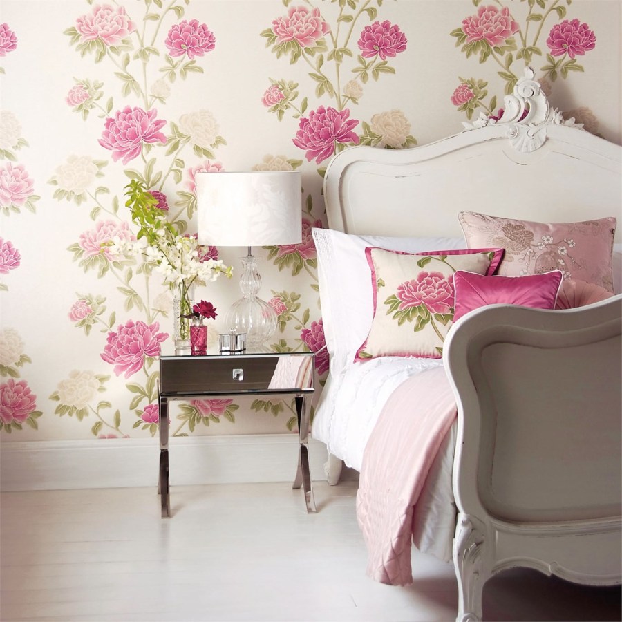 Papel pintado de flores dormitorio - Villalba Interiorismo (2)