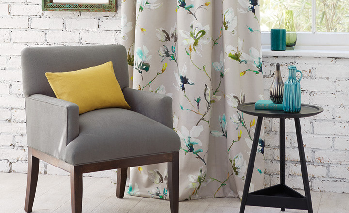 Cortina flores - Villalba Interiorismo