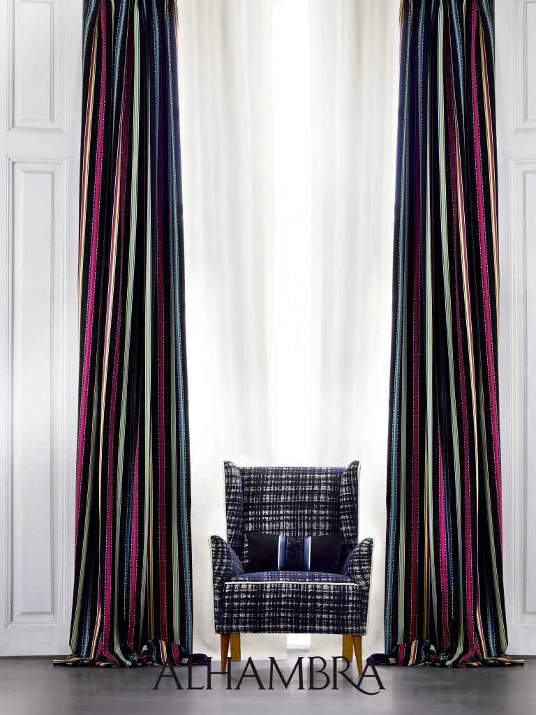 Dobles cortinas rayas - Villalba Interiorismo