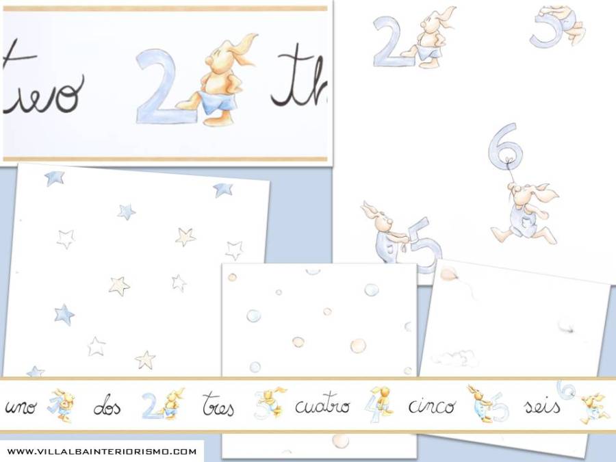 Papeles pintados en azul de Coordonné - Villalba Interiorismo