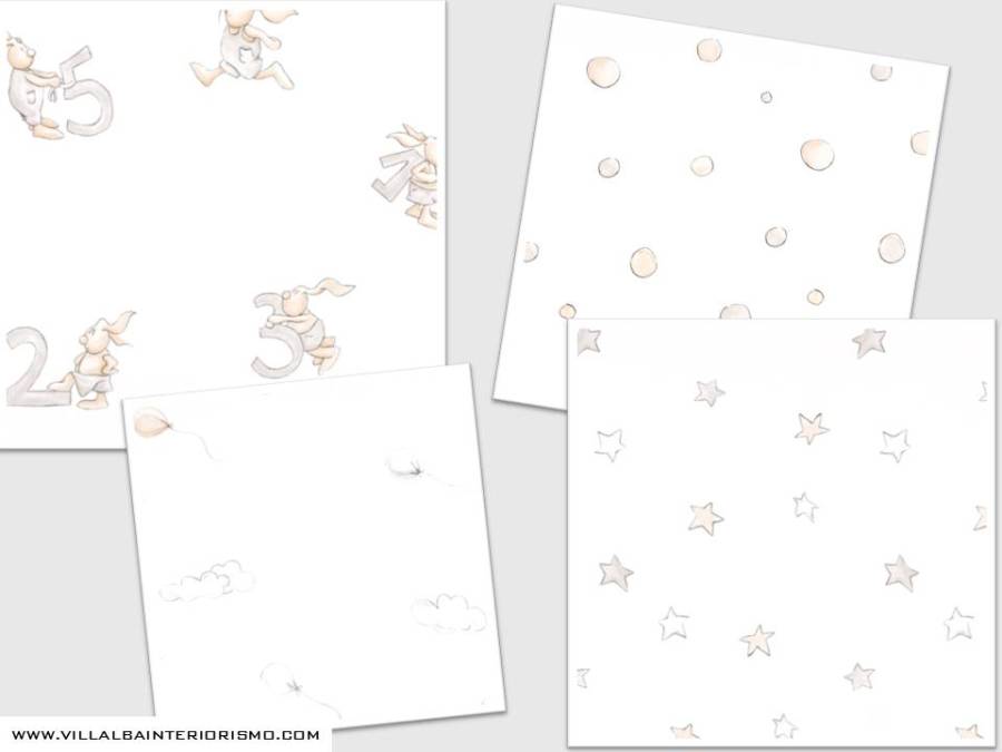 Papeles pintados en gris de Coordonné - Villalba Interiorismo