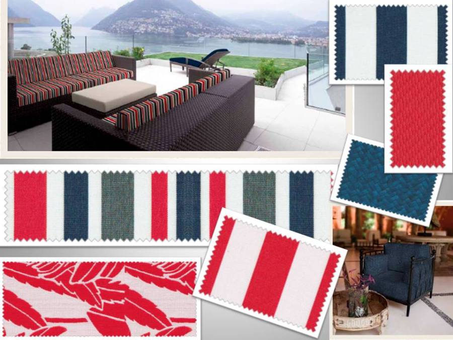 Telas outdoor rojo y azul - Villalba Interiorismo