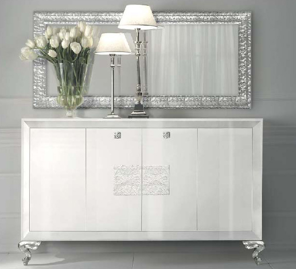 Aparador lacado blanco y plata - Villalba Interiorismo