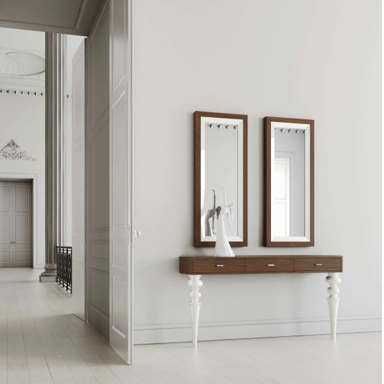 Consola madera y patas laca blanca - Villalba Interiorismo