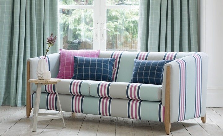 Tapizado rayas cortina cuadros - Villalba Interiorismo