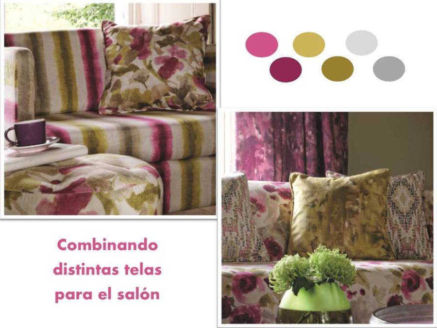Telas estampadas salón - Villalba Interiorismo
