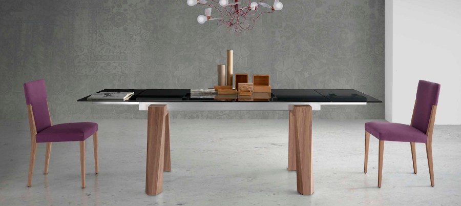 Mesa extensible madera y cristal - Villalba Interiorismo