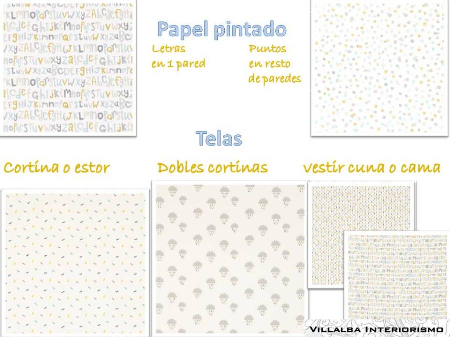 Telas y papeles pintados dormitorio infantil1- Villalba Interiorismo
