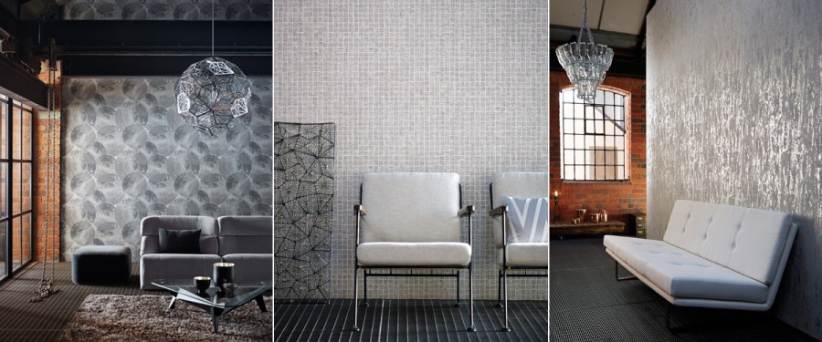 Papel pintado con brillos metálicos - Villalba Interiorismo