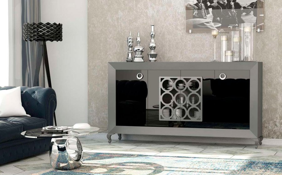 Aparador lacado en negro y gris - Villalba Interiorismo