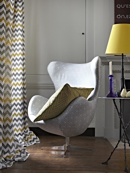 Cortina dibujo en zigzag - Villalba Interiorismo