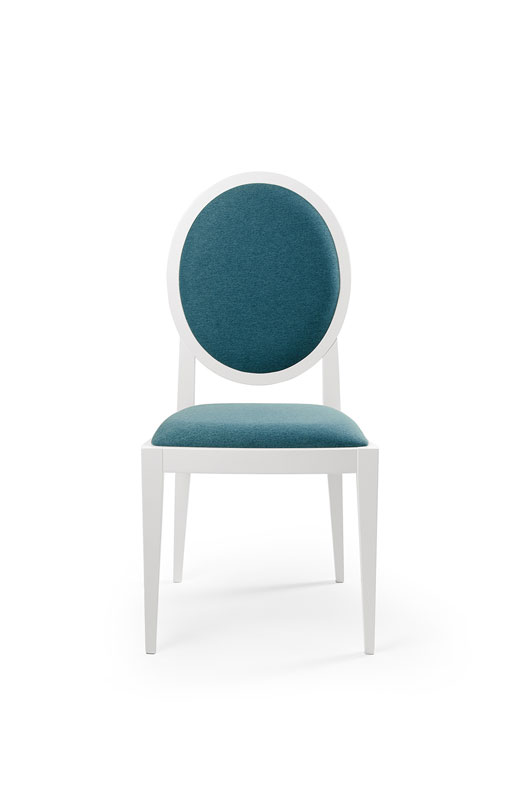 Silla tapizada respaldo redondo - Villalba Interiorismo