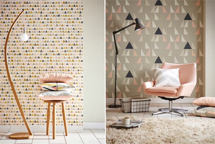 Papeles pintados con dibujos geométricos - Villalba Interiorismo