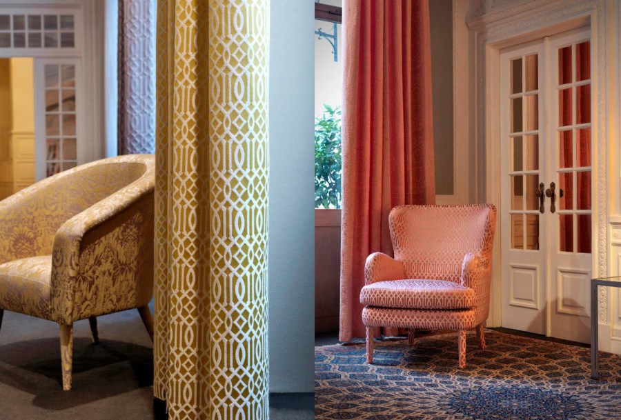 Telas de tapicería dibujos geométricos - Villalba Interiorismo