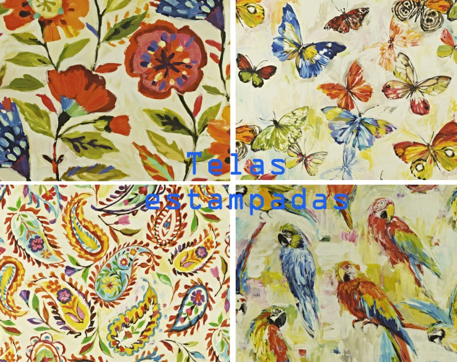 Telas estampada de flores, mariposas, cachemir y pájaros - Villalb Interiorismo