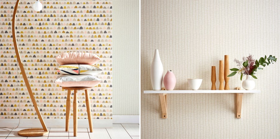 Papeles pintados en rosa, gris y negro - Villalba Interiorismo