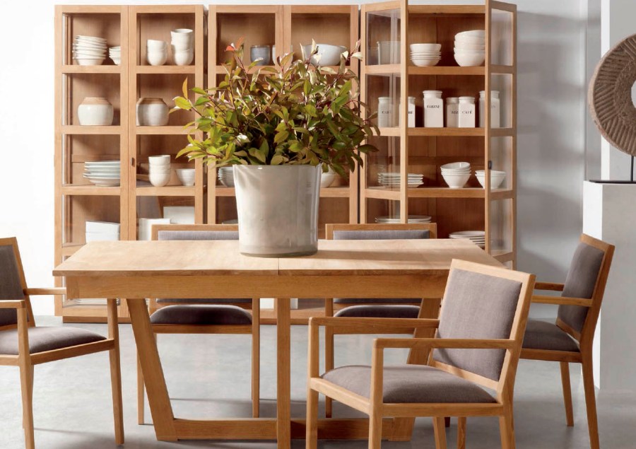 Comedor moderno madera teca - Villalba Imteriorismo