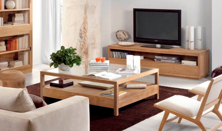 Salón madera teca - Villalba Interiorismo