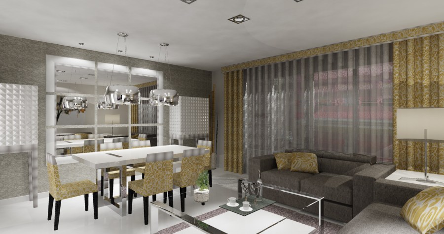 Espejo a medida en infografía de un salón - Villalba Interiorismo (2)