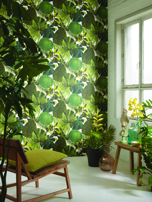 Papel pintado con hojas de Khrôma de Coordonné - Villalba Interiorismo
